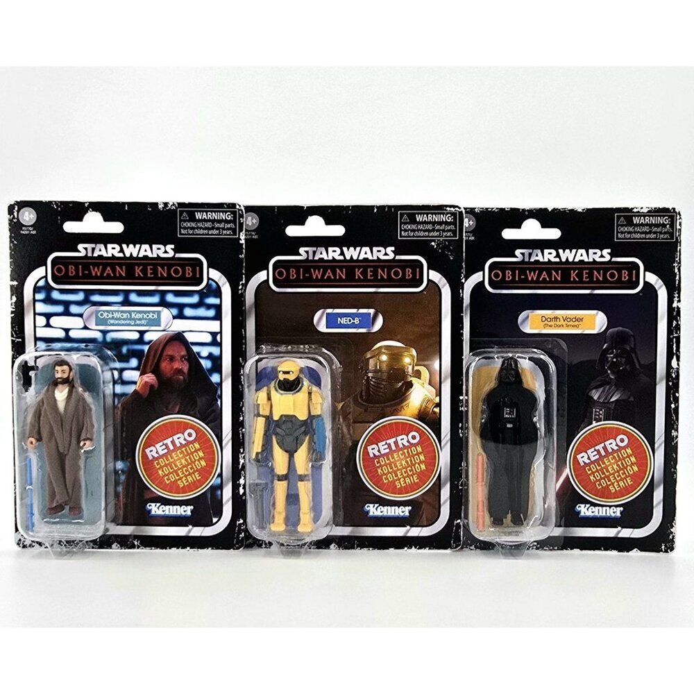 Star Wars Retro Collection Obi-Wan Kenobi Darth Vader Ned-B 3.75 Figures Kenner